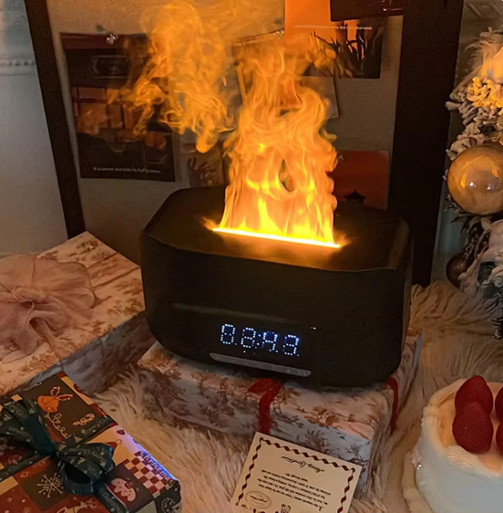 مكبر صوت بلوتوث مع ساعة منبه ومرطب