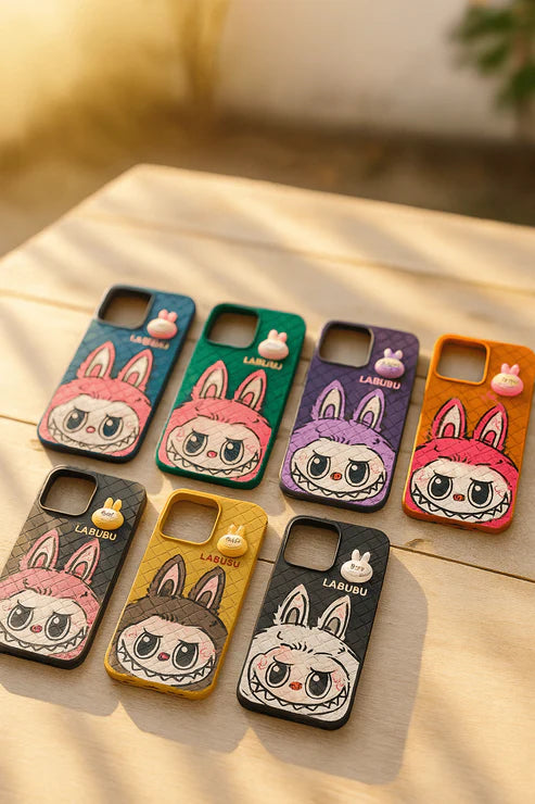 Labubu - 3D Bunny Woven‑Texture Protective iPhone Case